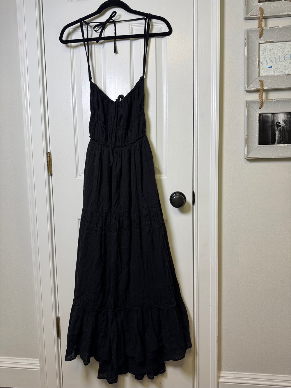 Free People Black Tiered Maxi Dress with Spaghetti Straps - Picture 9 of 9